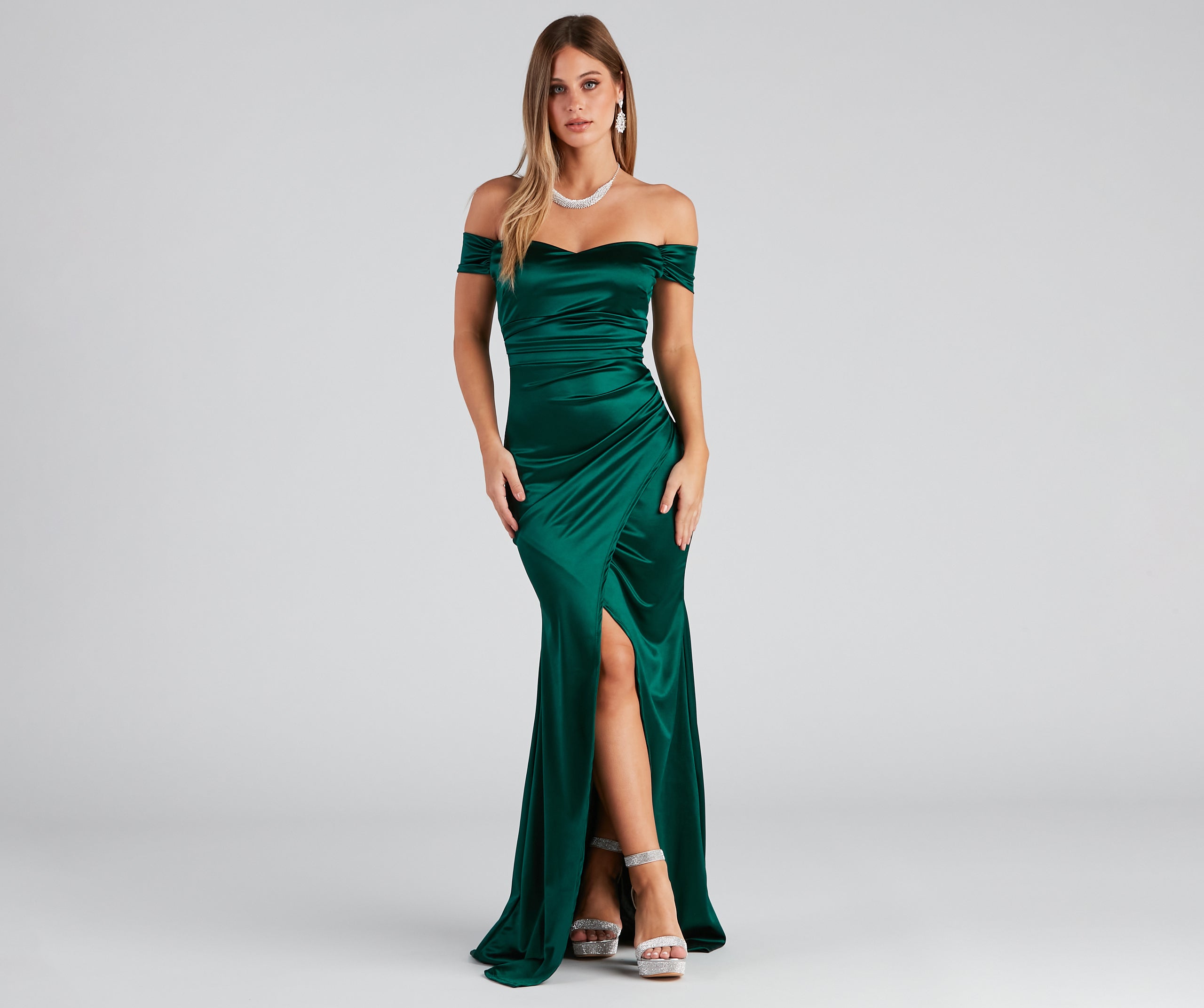 Valencia Formal Off-The-Shoulder Wrap Dress