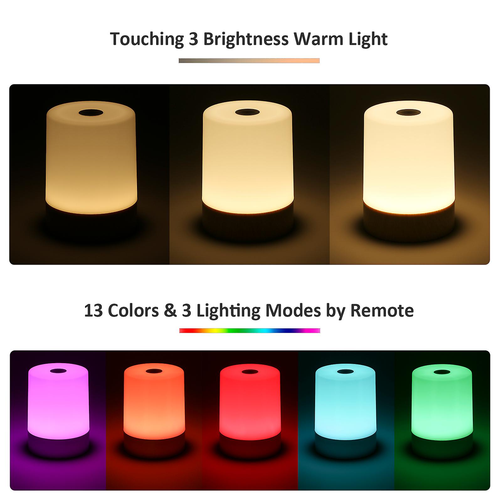 Portable Usb Night Light With Remote 13 Colors and 3 Lighting Modes Timer Function Dimmable Touching Control Bedside Table Desk Lamp For Bedroom Living