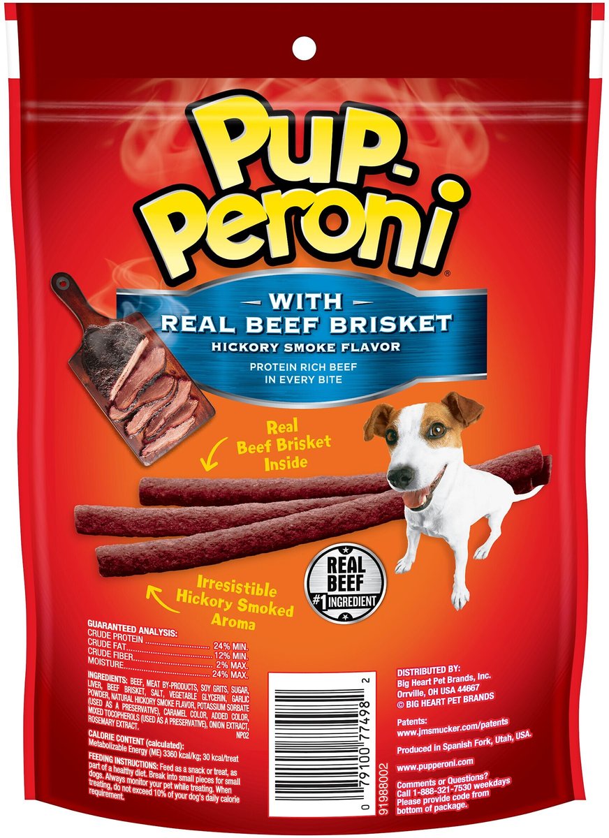 Pup-Peroni Real Beef Brisket Hickory Smoke Flavor Dog Treats， 5.6-oz bag， case of 8