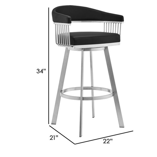 Lif 25 Inch Swivel Counter Stool， Slatted Arms， Steel