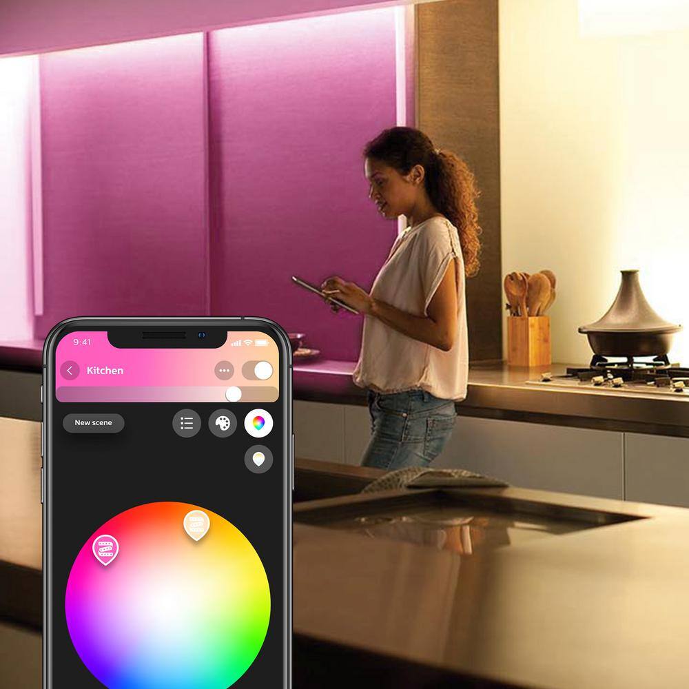 Philips Hue 6.6 ft. LED Smart Color Changing Lightstrip Starter Kit and Hue Bridge (1-Pack) 555342