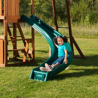 Swing-N-Slide Playsets Cedarbrook Deluxe Complete Wooden Outdoor Playset with Slide Rock Wall Swings and Backyard Swing Set Accessories PB 8030