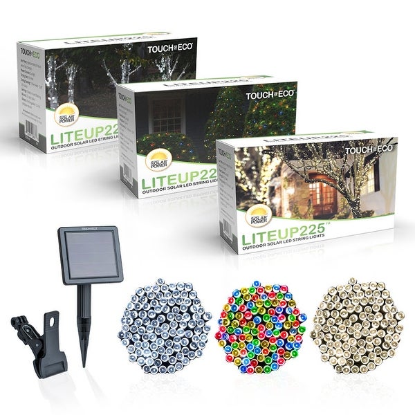 Solar Powered 225 LED Outdoor String Lights - Multiple Color Options