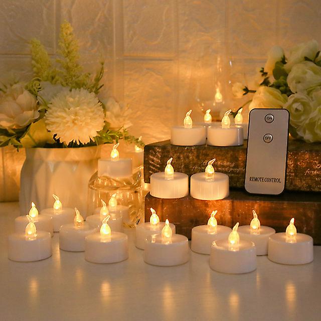 24pcs Flickering  Led Candle Tealights No-remote/remote Control Candles Flameless With Battery For Wedding Home Christmas Decors