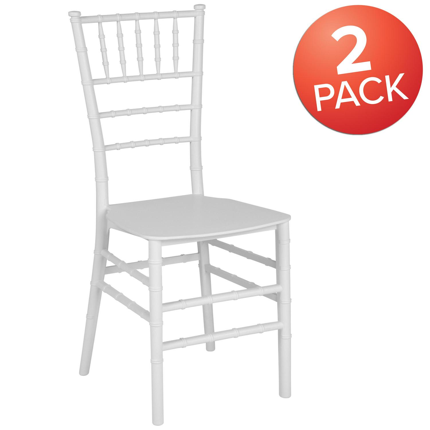 Flash Furniture 2 Pack HERCULES Series White Resin Stacking Chiavari Chair