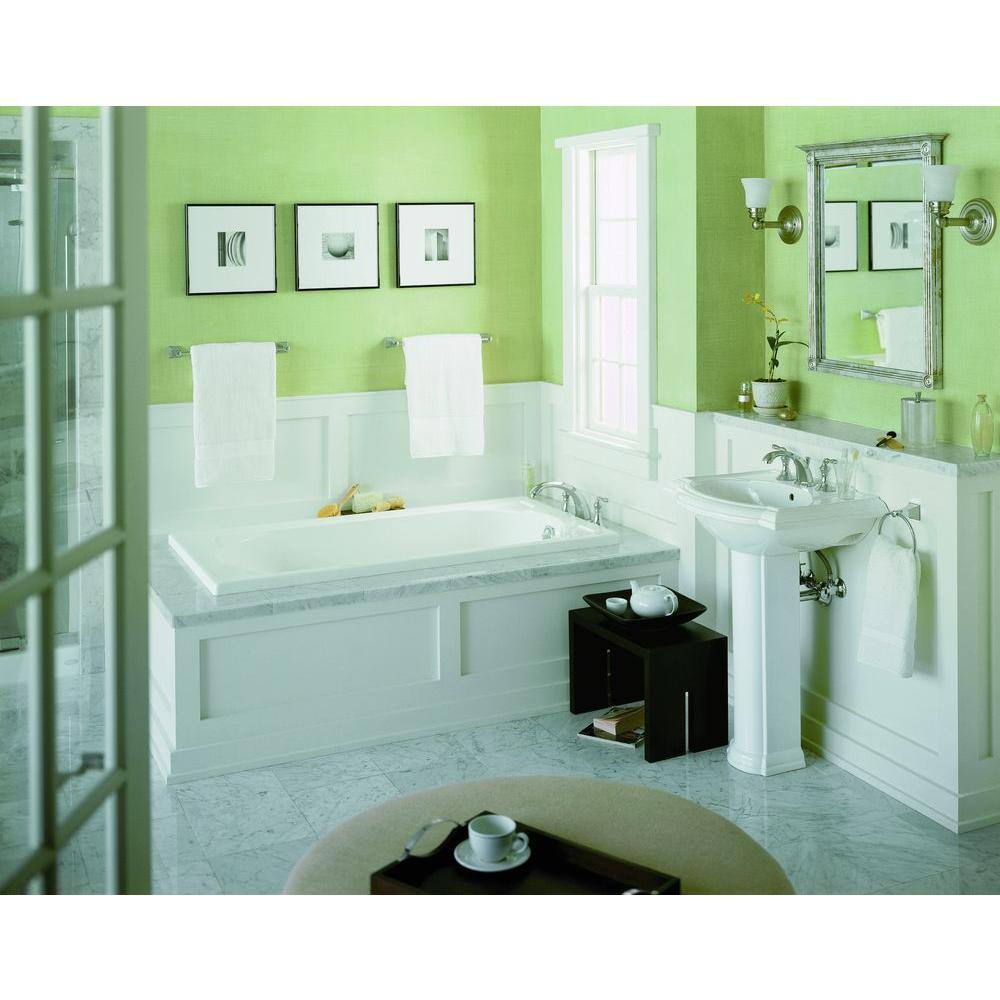 KOHLER Devonshire 60 in. x 32 in. Acrylic Drop-In Whirlpool Bathtub with Reversible Drain in White K-1357-0