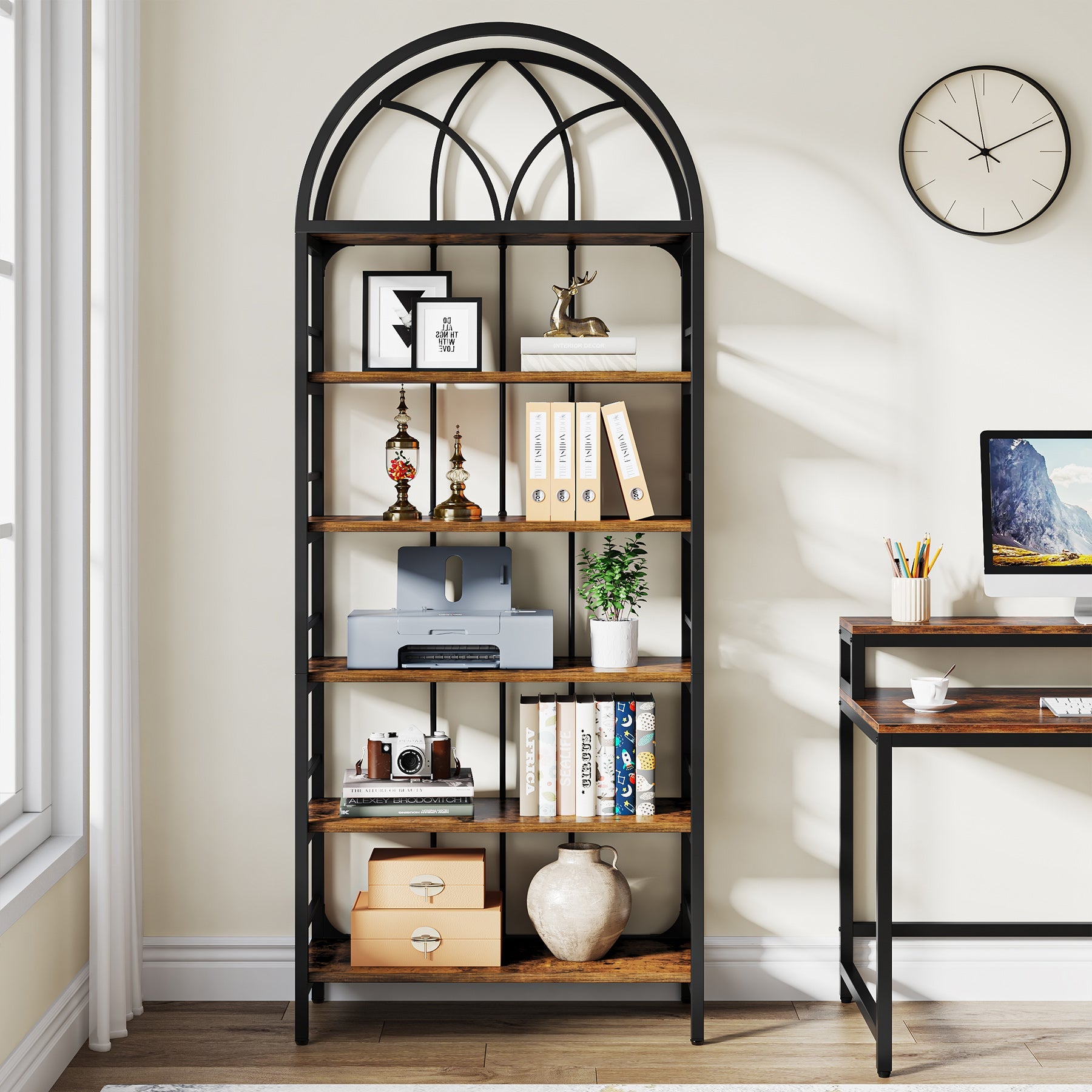 6-Tier Arched Bookshelf, 78.7