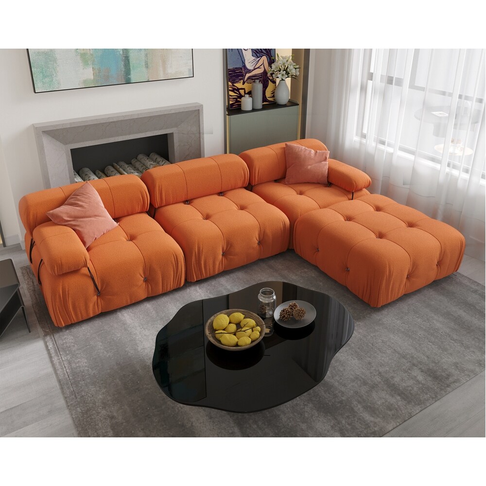 L shape Teddy Sectional Sofa Soft Couch