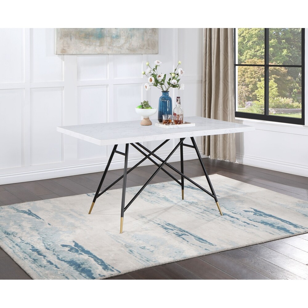 Coaster Furniture Gabrielle Rectangular Marble Top Dining Table White and Black   60.00'' x 35.50'' x 30.50''