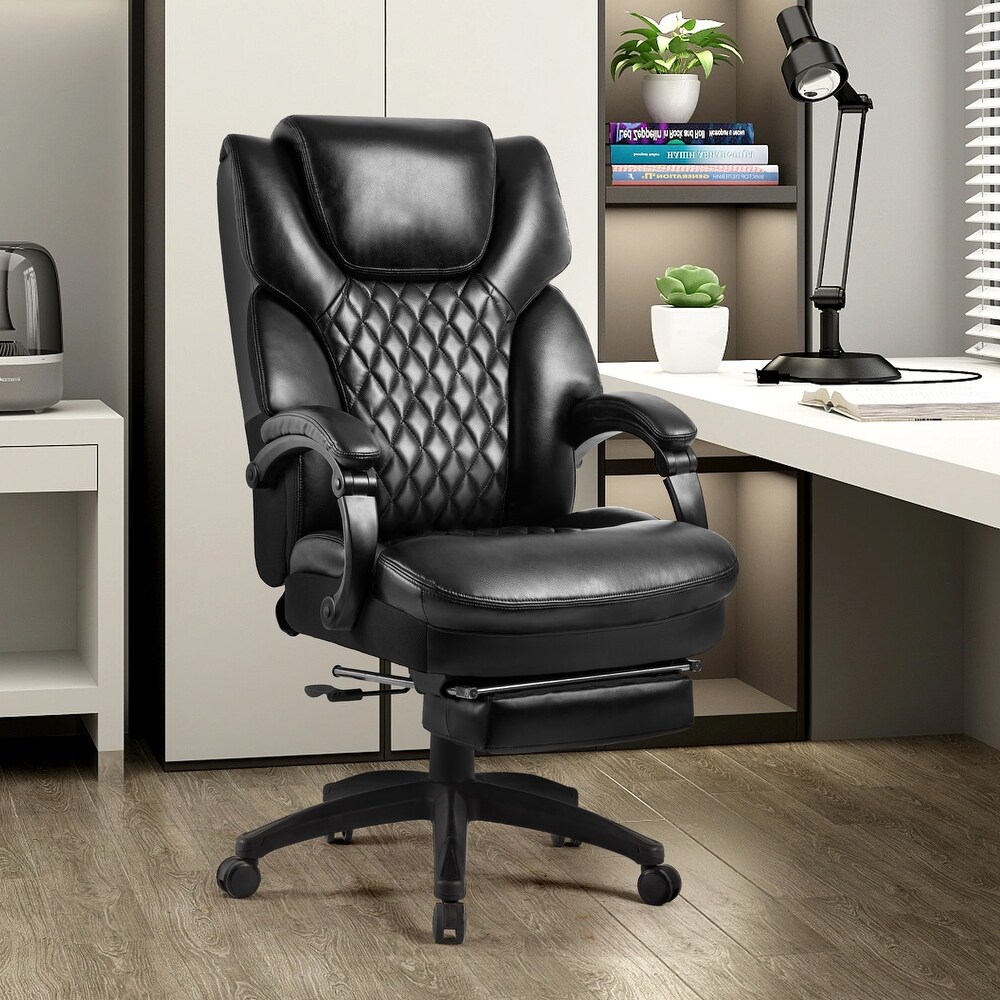 High Back Big   Tall 400lb Office Chair with Footrest Bonded Leather Ergonomic Executive Desk Computer Swivel Chair