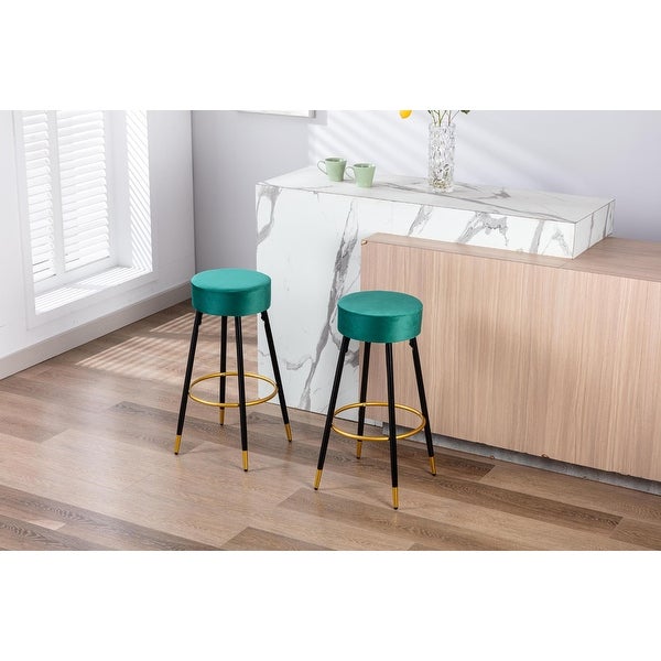 30.11 in. Set of 2 Metal Frame Bar Stool with Velvet Seat