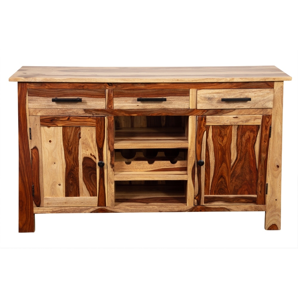 Porter Designs Kalispell Solid Sheesham Wood Sideboard Bar  Natural.