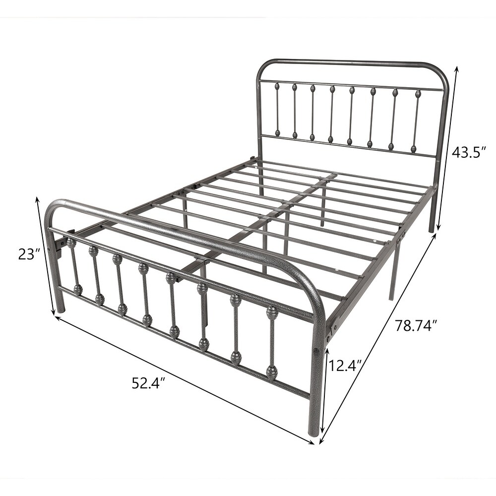 Vintage Victorian Style Metal Platform Bed Frame