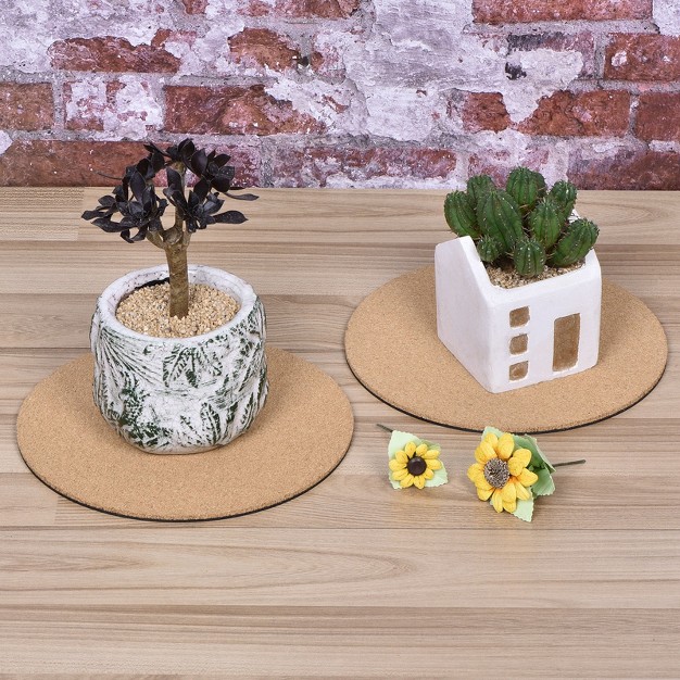 Unique Bargains Home Garden Round Plastic Absorbent Waterproof Coaster Pad Cork Plant Mat 1 Pc