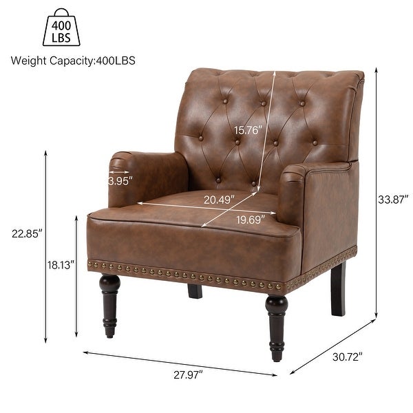 PU Leather Living Room Accent Chair with Tufted Back