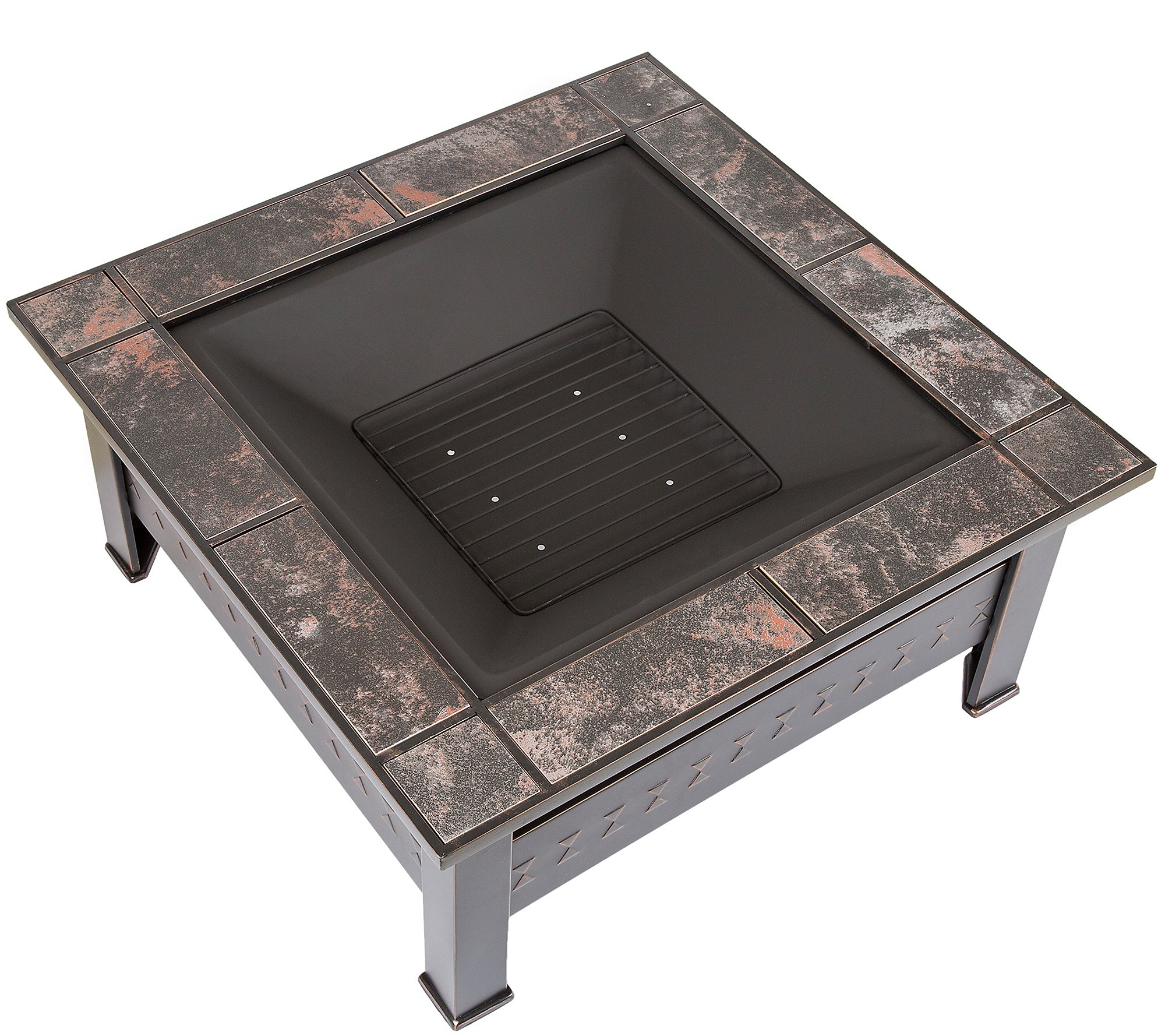 Pure Garden 32 Square Tile Fire Pit with Cover