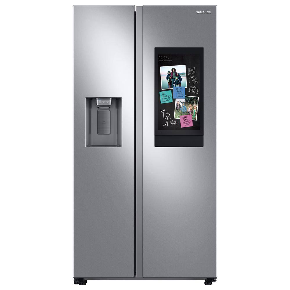  36 in. 26.7 cu. ft. Smart Side by Side Refrigerator with Family Hub in Stainless Steel Standard Depth RS27T5561SR