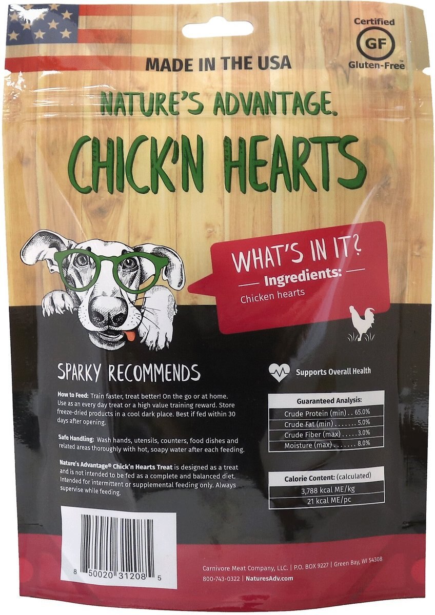 Nature's Advantage Grain-Free Chick'n Hearts Freeze-Dried Dog Treats， 3.75-oz bag