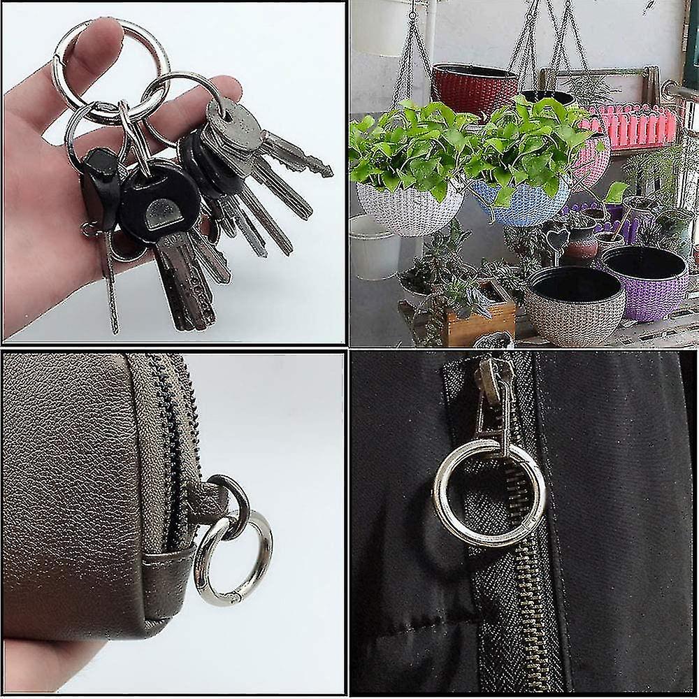 30 Pieces Round Carabiner Rings， Mini 20mm Round Carabiner Keychain Hook