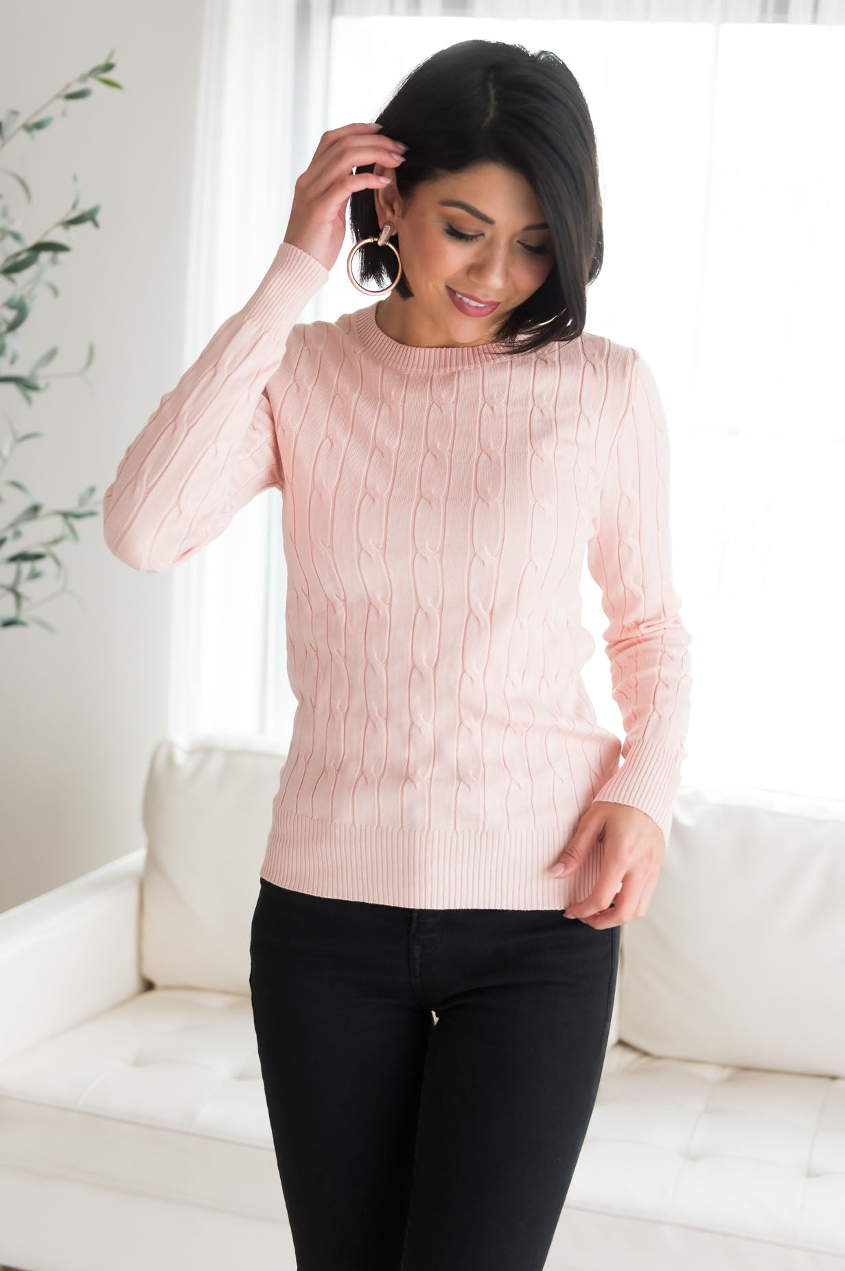 Restful Nights Modest Twisted Cable knit Sweater