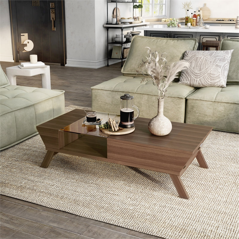 Furniture of America Soto Contemporary Wood Coffee Table with Storage in Walnut