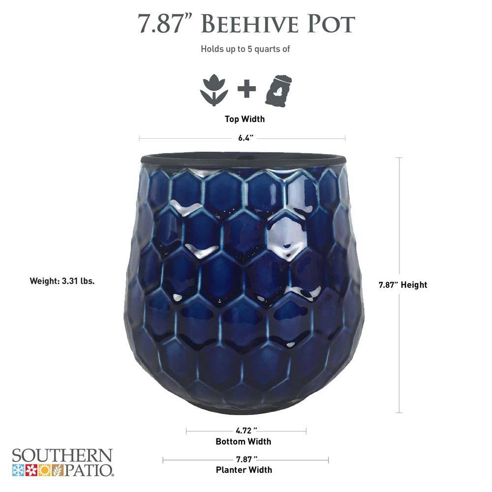 Southern Patio Honeycomb Medium 8 in. Dia 5 qt. Cobalt Blue Ceramic Indoor Pot (2-Pack) CRM-047087P2