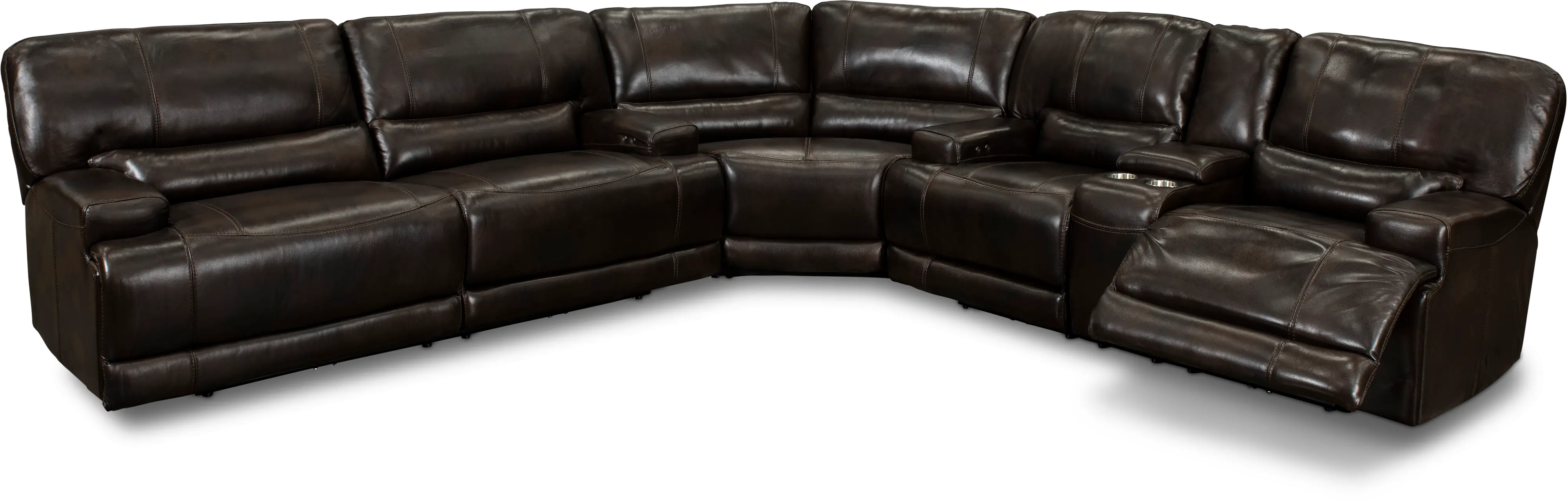 Omega Brown Leather 3 Piece Power Reclining Sectional