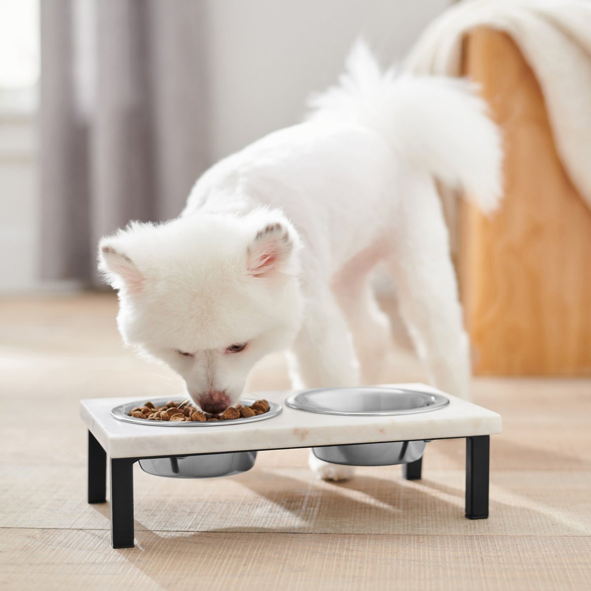 Frisco Marble Elevated Stainless Steel Double Diner Dog and Cat Bowls