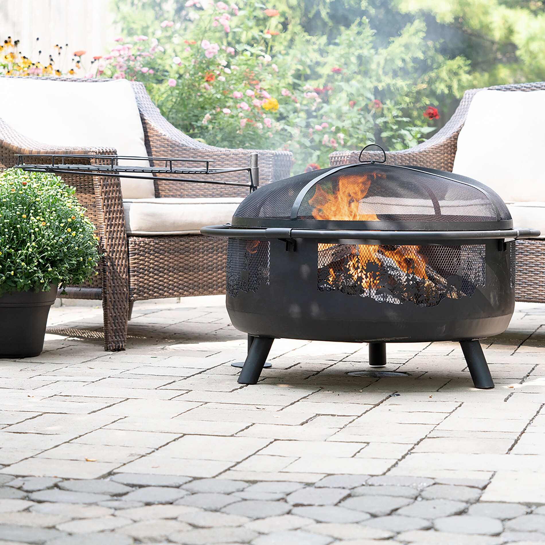 Blue Sky Outdoor Living WBFB36SG-MD 36-in W Black Steel Wood-Burning Fire Pit