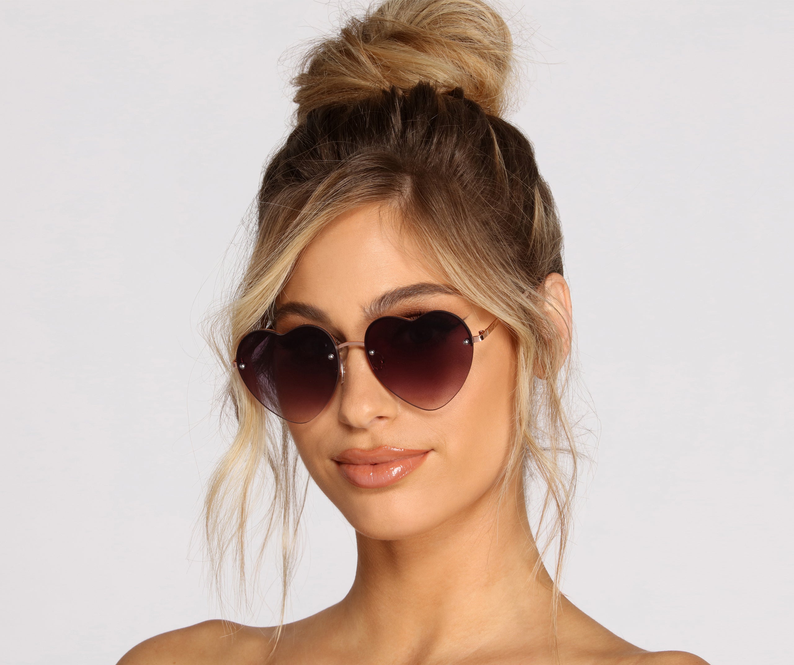 Heart Eyez Rimless Sunglasses