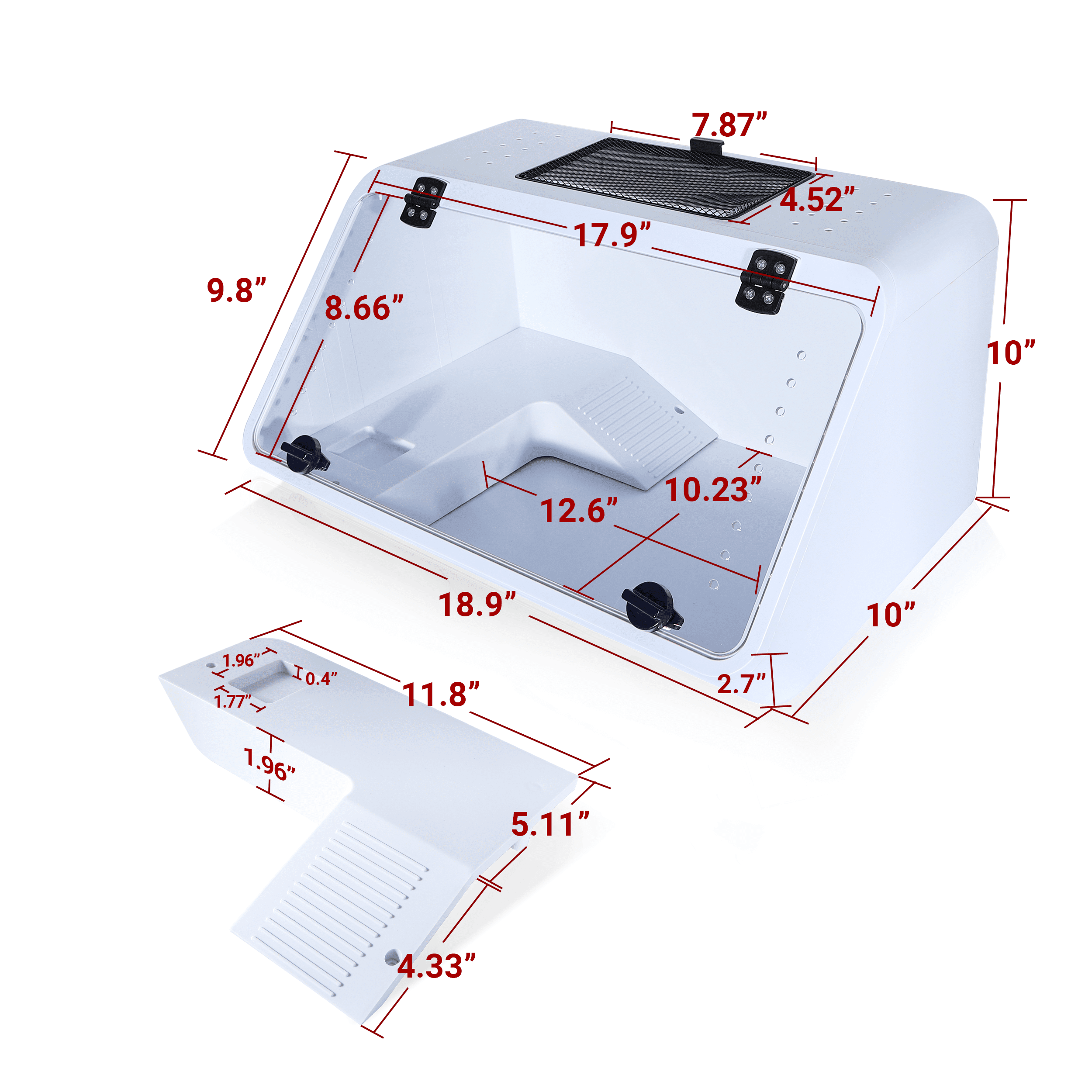 ZXMT White Acrylic Turtle and Aquatic Reptile Tank with Heat Lamp， Terrace ，Ventilation and Drain Holes