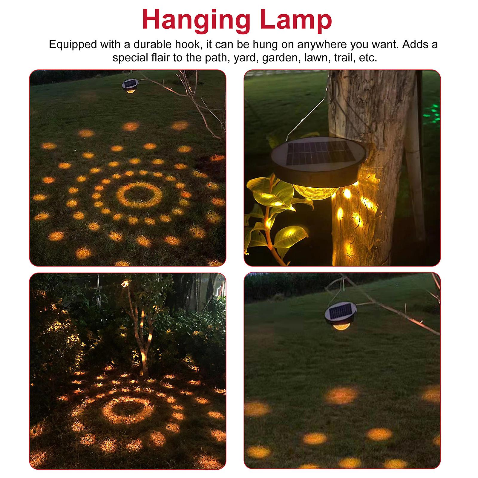 Solar Powered Lawn Lamp Night Lights Waterproof Outdoor Hanging Pathway Light Landscape Decorative Garden Lights Golden Light No.246373