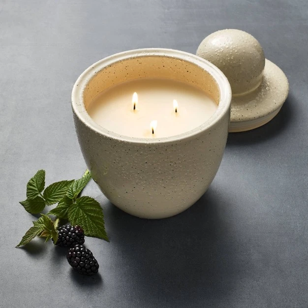 3 wick 18oz Ceramic Brown Candle With Knob Lid Designed With Studio Mcgee