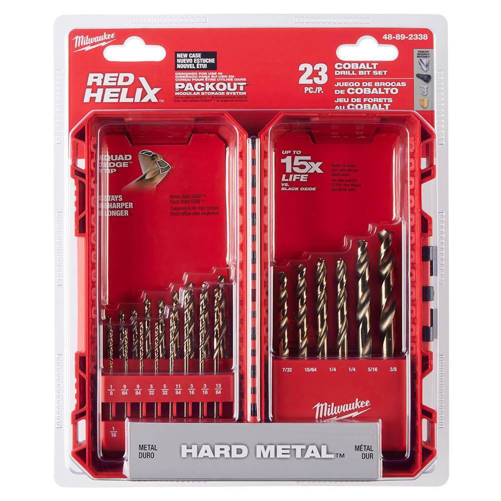 MW Cobalt Red Helix Twist Drill Bit Set for Drill Drivers (23-Piece) 48-89-2338