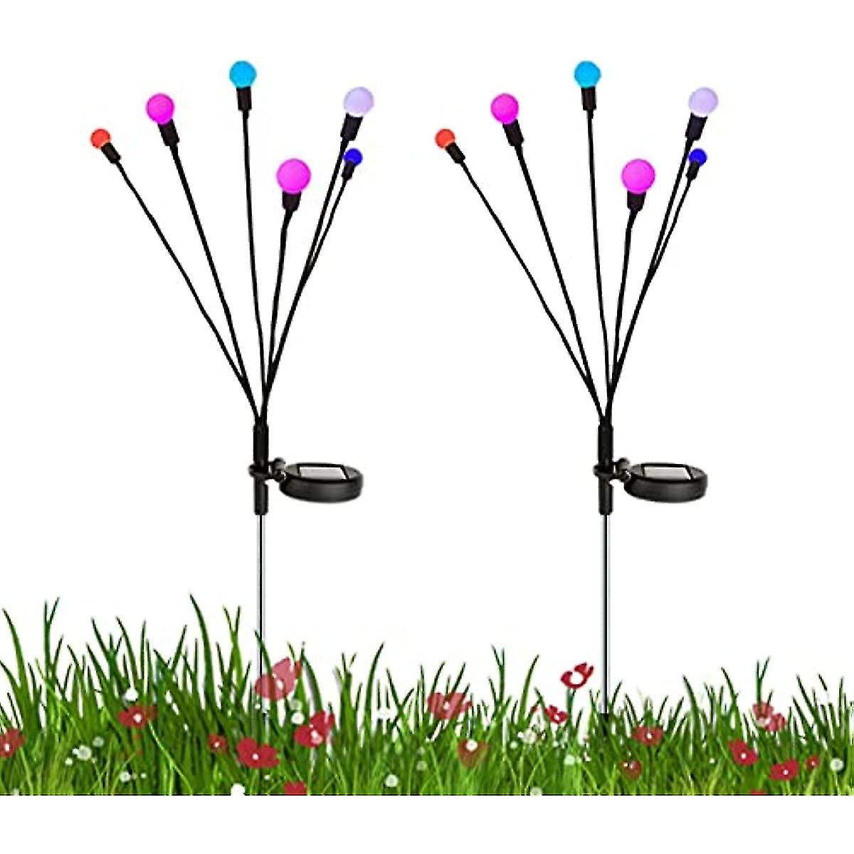 Solar Garden Lights Outdoor Ip65 Waterproof Solar Stake Lights  Firefly Swaying Lights | Color Changing Solar Pathway Lights Garden Decor - Swaying Wh