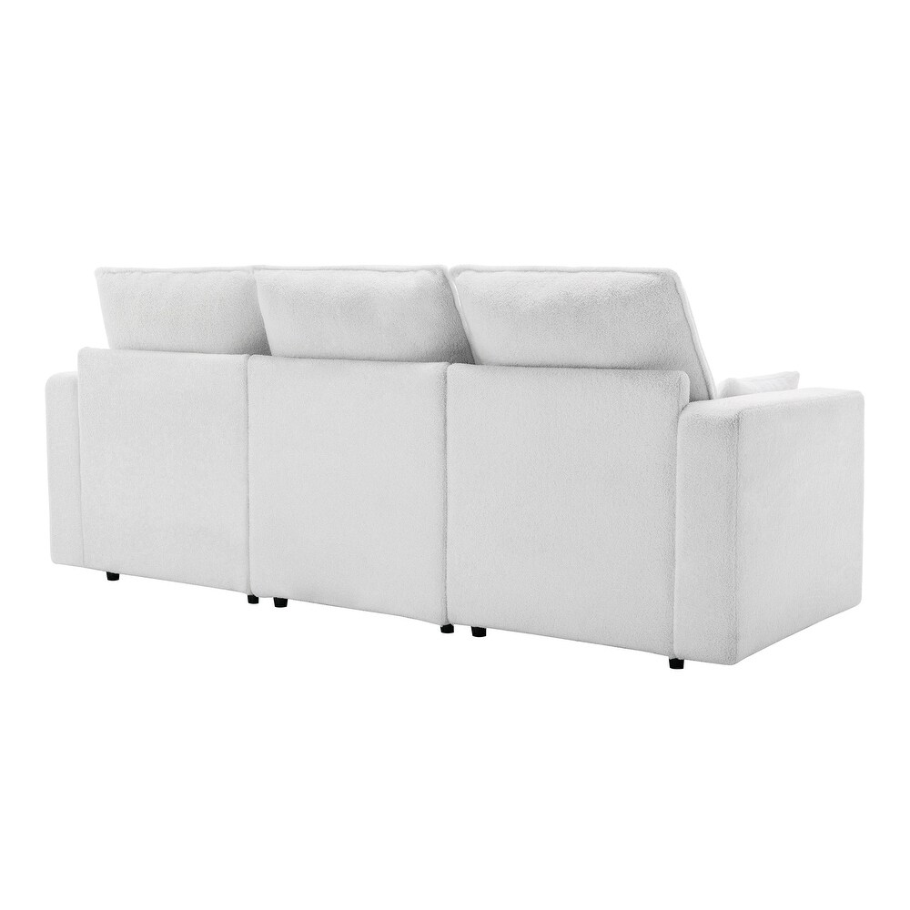 White Sectional Sofa Sleeper Sofa w/ Removable Cushions   2 Pillows