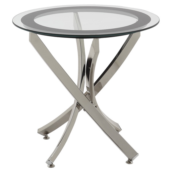 Coaster Furniture Brooke Chrome and Black Glass Top End Table