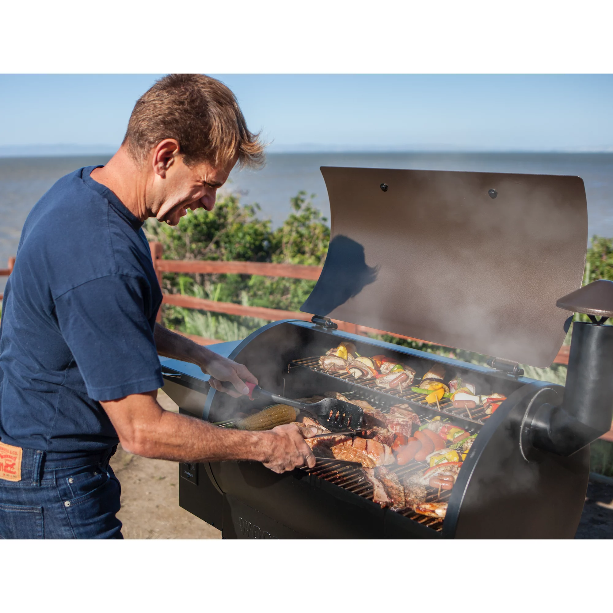 Z GRILLS ZPG-550A 585 sq. in. Wood Pellet Grill and Smoker 8-in-1 BBQ Black