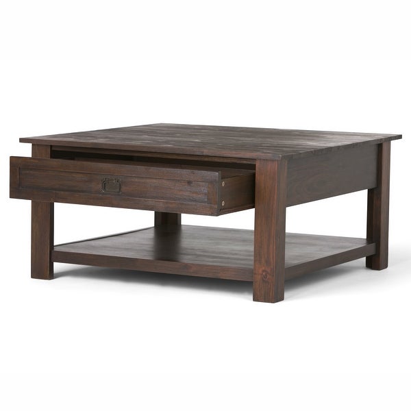 WYNDENHALL Garret SOLID ACACIA WOOD 38 inch Wide Square Rustic Coffee Table - 38 W x 38 D x 19 H