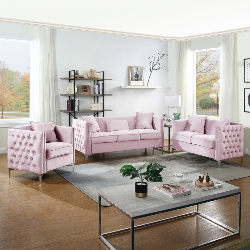 Bayberry Velvet Sofa Loveseat Chair Living Room Set