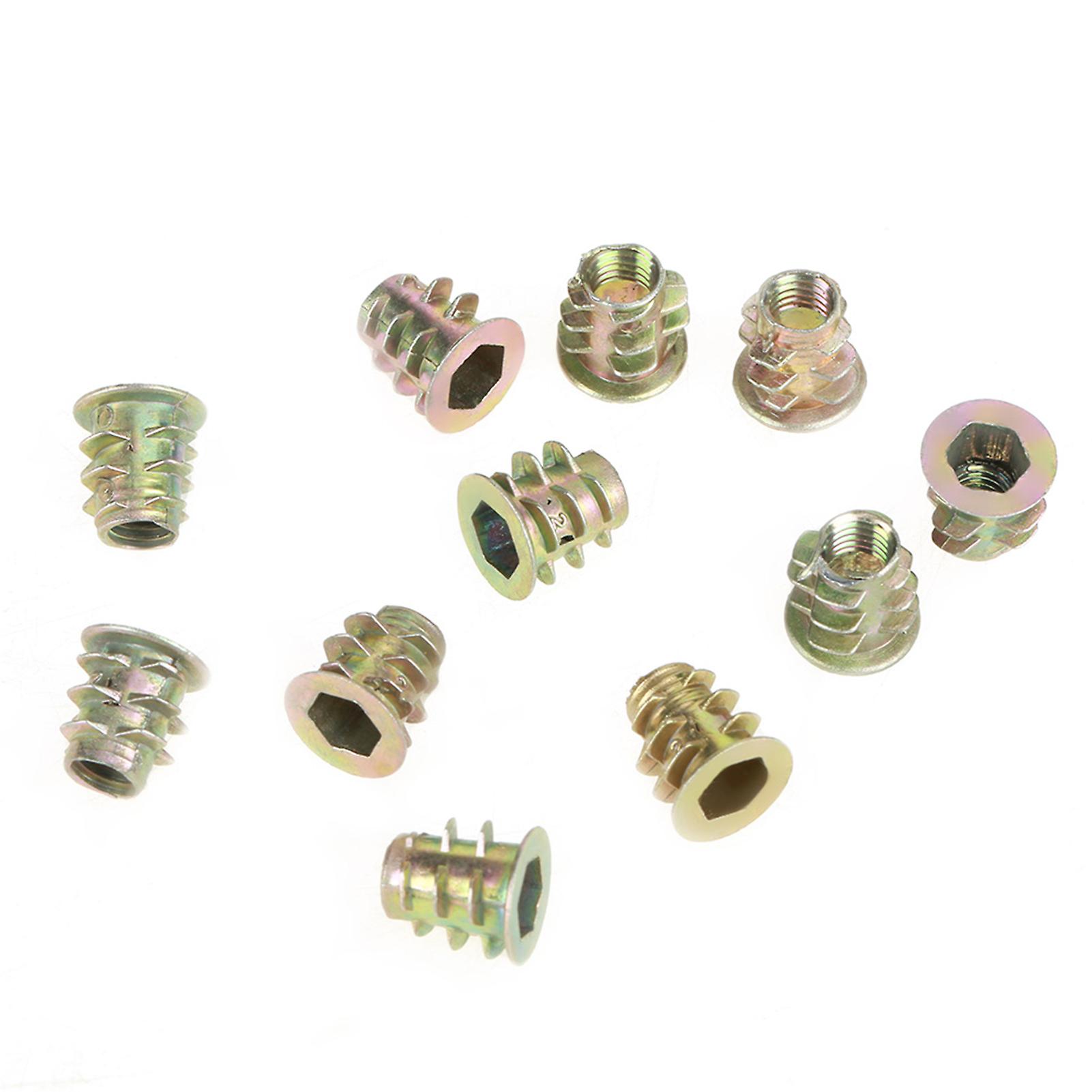 50Pcs M5*10mm Zinc Alloy Hex Drive Head Furniture Nuts Threaded for Wood Insert