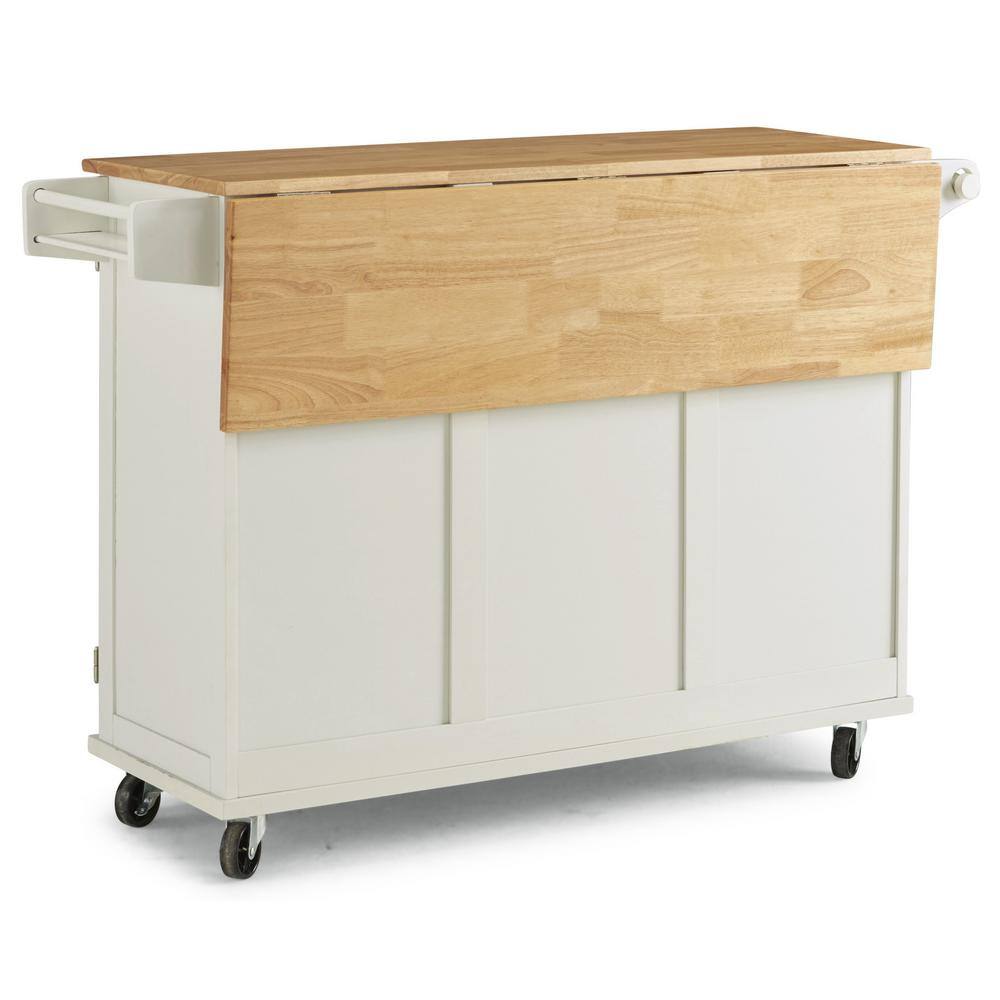 HOMESTYLES Dolly Madison White Kitchen Cart with Natural Wood Top 4516-95