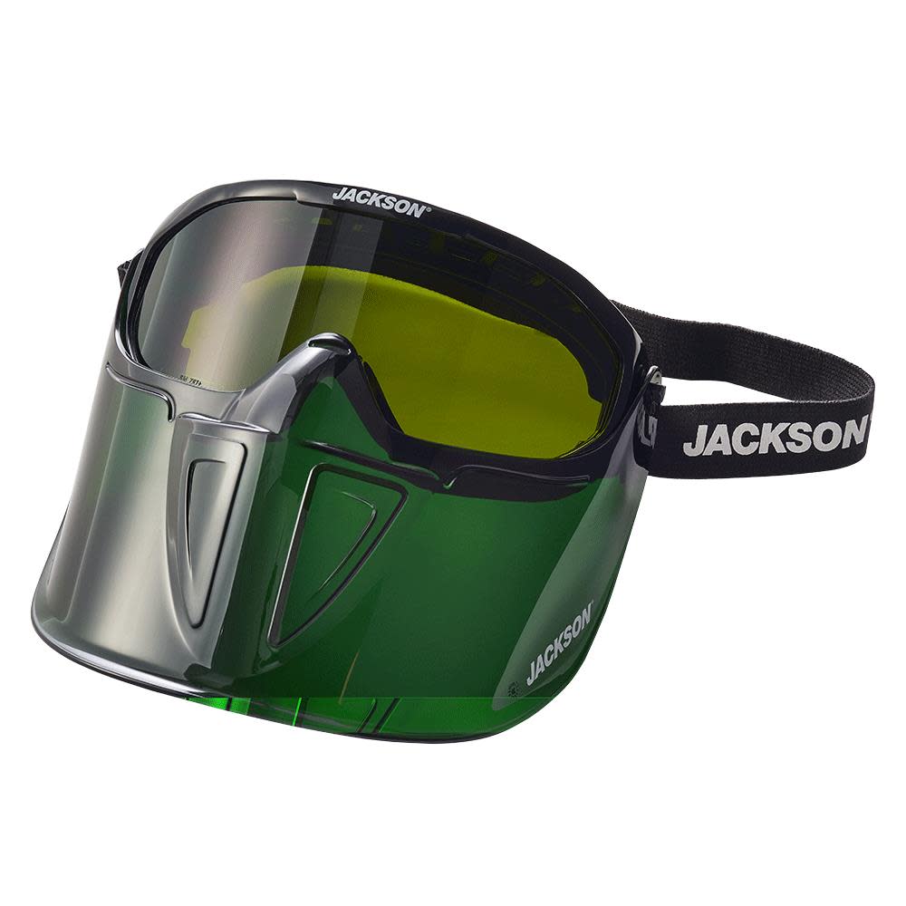 GPL550 Premium Goggle with Detachable Face Shield， Shade 5 IR Lens， Anti-Fog Coating， Green Frame