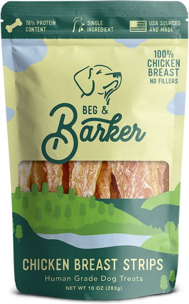 Beg and Barker Chicken Breast Strips Dog Jerky Treats， 10-oz bag