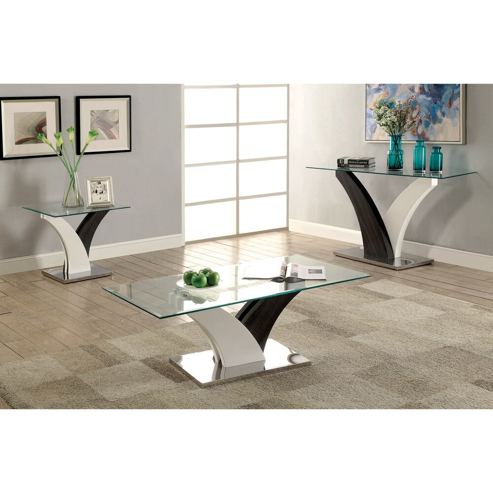 Quap Contemporary Grey 48 inch Glass Top Sofa Table by Furniture of America