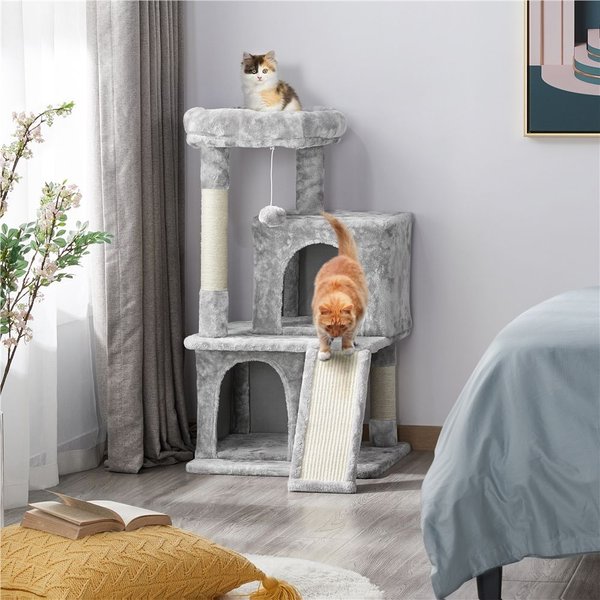 Yaheetech 3 Tiers 36-in Plush Cat Tower with Double Cat Condo