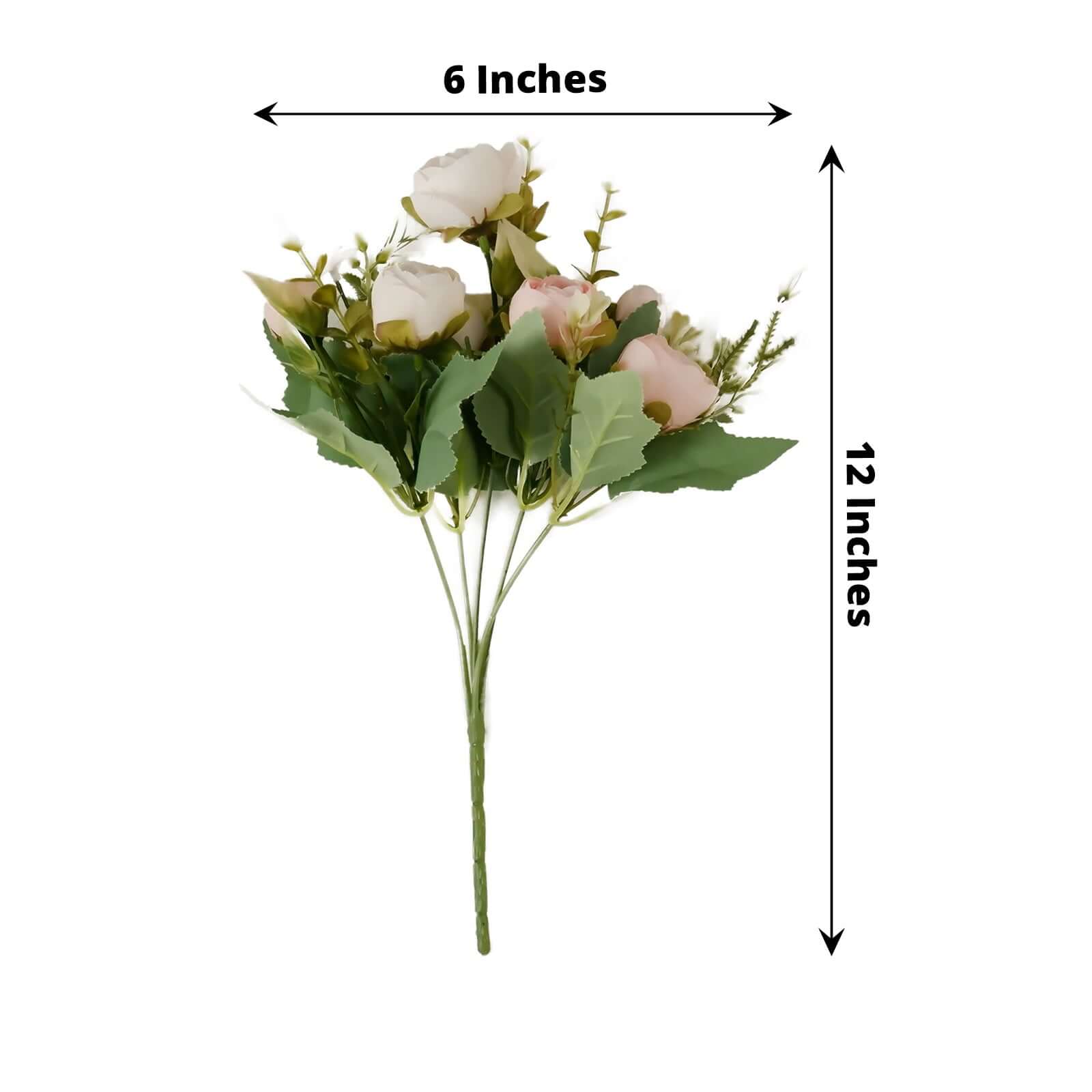 4 Pack Artificial Blush Mini Ranunculus Silk Flower Arrangements, Faux Buttercup Floral Bouquets 12