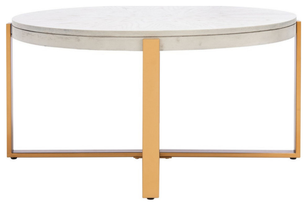 Yvonne Round Coffee Table  Whitewash/Gold   Contemporary   Coffee Tables   by Rustic Home Furniture Deco  Houzz