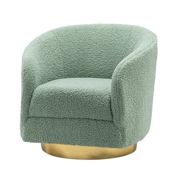 Eleuterio Swivel Elegant Upholstered Accent Barrel Chair with Metal Base and 8 Color Options by HULALA HOME