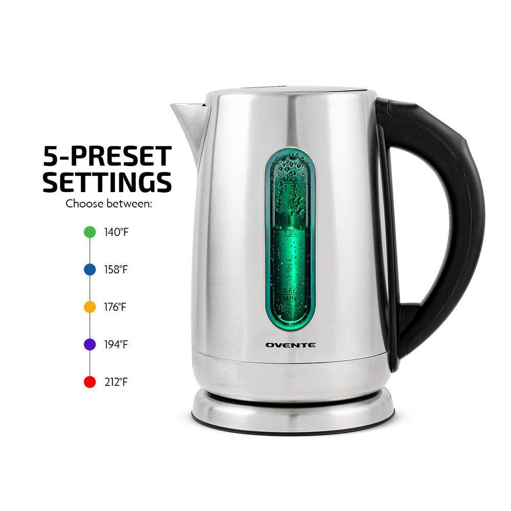 OVENTE 7.1-Cup Stainless Steel Electric Kettle with Touch Screen Control Panel KS58S